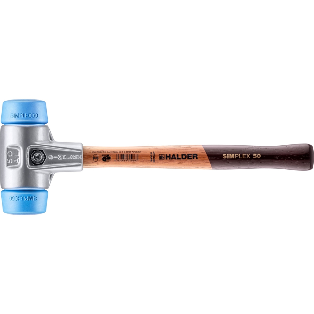Maillet SIMPLEX avec boîtier en aluminium et manche en bois diam 50 TPE souple - HALDER - 3101.050