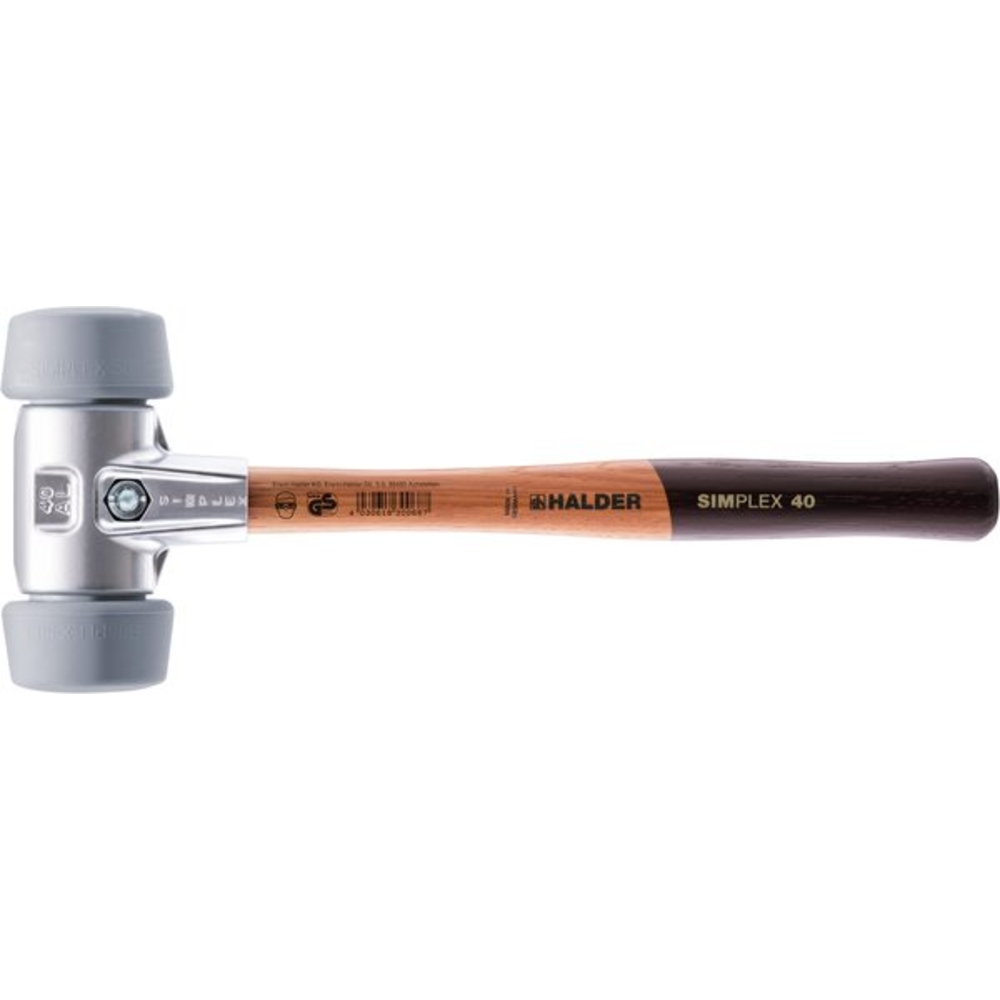 Maillet SIMPLEX 50 - 40 TPE moyen avec boîtier en aluminium et manche en bois - HALDER - 3103.051