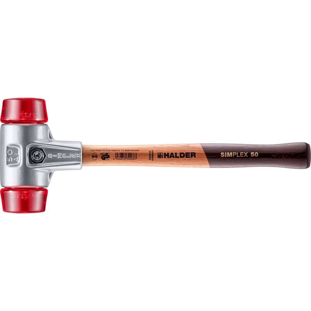 Maillet SIMPLEX avec boîtier en aluminium et manche en bois diam 50 plastique - HALDER - 3106.050