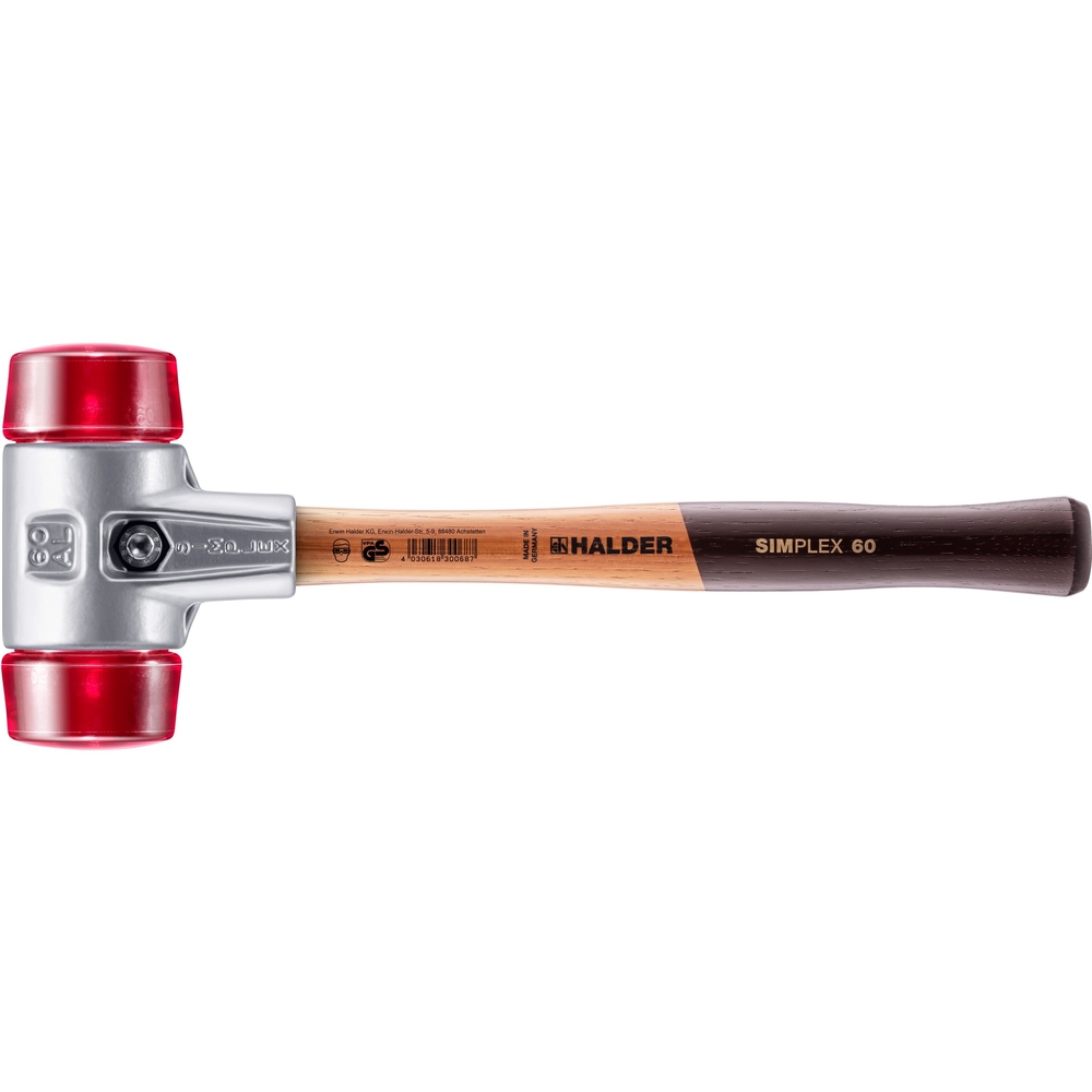 Maillet SIMPLEX avec boîtier en aluminium et manche en bois diam 60 plastique - HALDER - 3106.060
