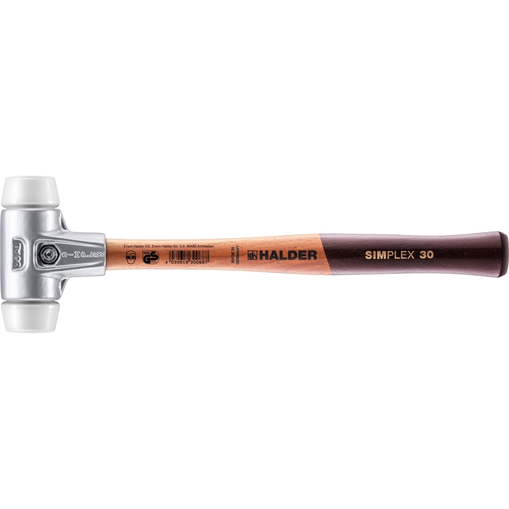 Maillet SIMPLEX avec boîtier en aluminium et manche en bois diam 30 superplastique - HALDER - 3107.030