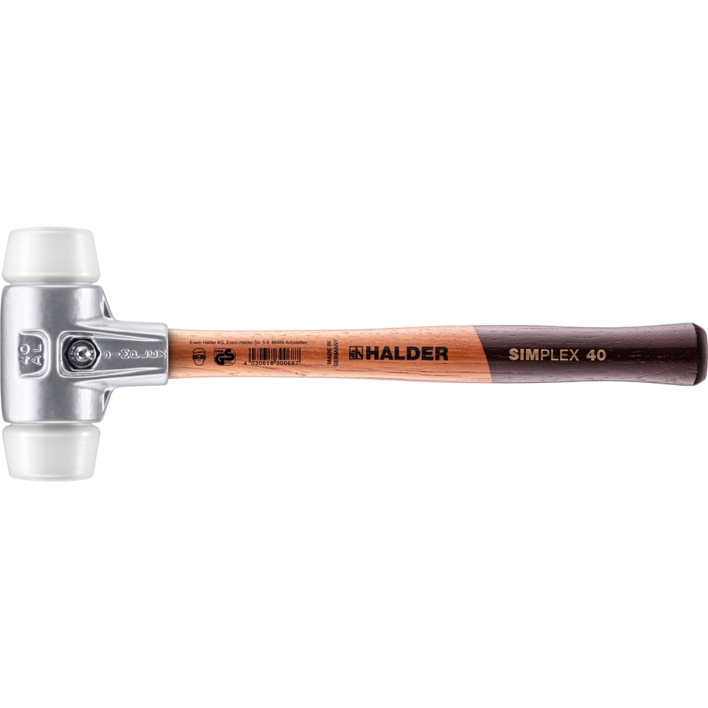 Maillet SIMPLEX avec boîtier en aluminium et manche en bois diam 40 superplastique - HALDER - 3107.040