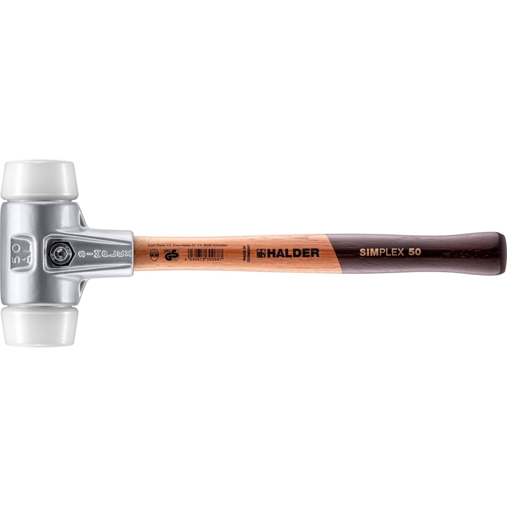 Maillet SIMPLEX avec boîtier en aluminium et manche en bois diam 50 superplastique - HALDER - 3107.050