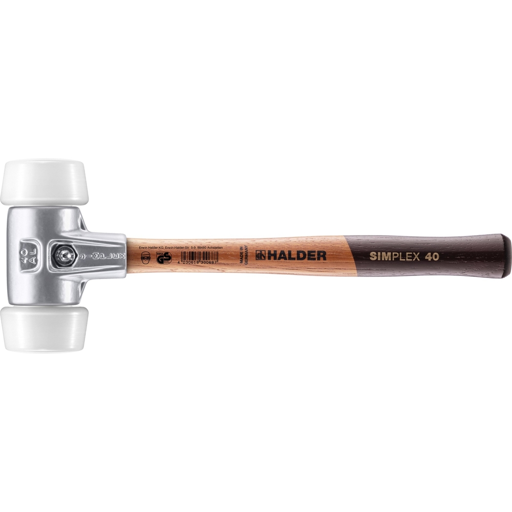 Maillet SIMPLEX 50-40 avec boîtier en aluminium et manche en bois superplastique - HALDER - 3107.051