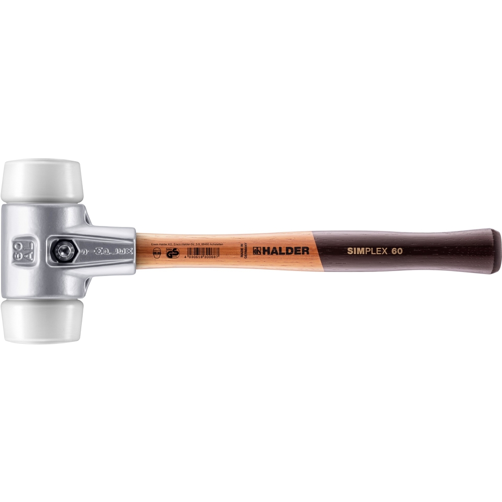 Maillet SIMPLEX avec boîtier en aluminium et manche en bois diam 60 superplastique - HALDER - 3107.060