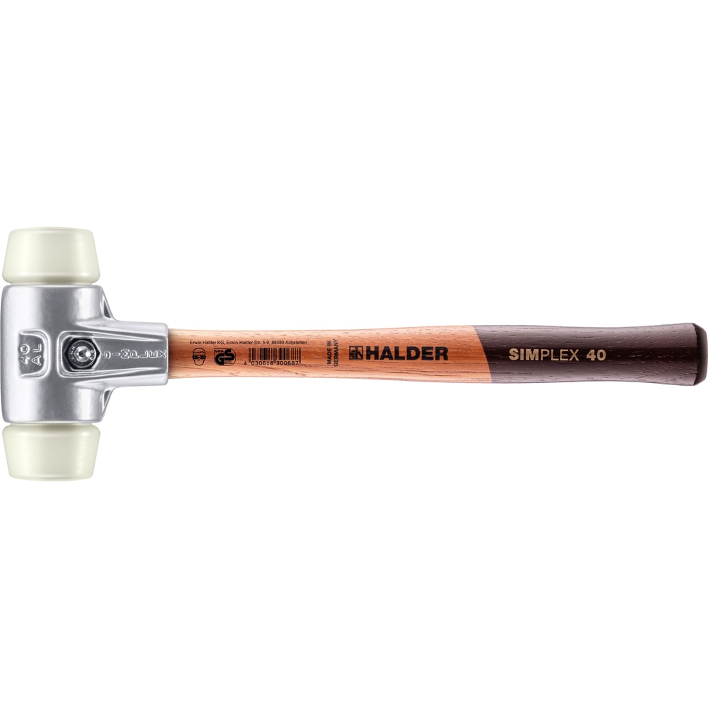 Maillet SIMPLEX avec boîtier en aluminium et manche en bois diam 40 nylon - HALDER - 3108.040