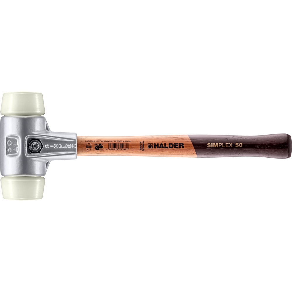 Maillet SIMPLEX avec boîtier en aluminium et manche en bois diam 50 nylon - HALDER - 3108.050
