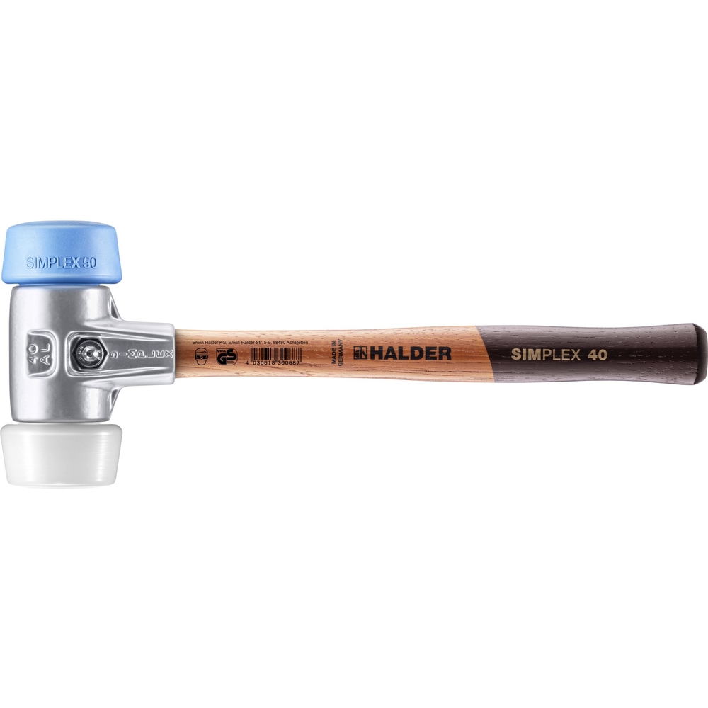 Maillet SIMPLEX 50-40 avec boîtier en aluminium et manche en bois TPE souple superplastique - HALDER - 3117.051