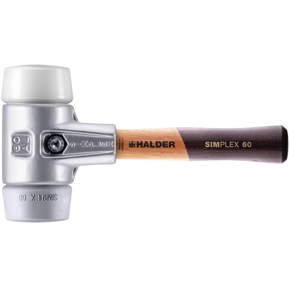 Maillet SIMPLEX diam 60 TPE Superplastique boîtier aluminium et manche en bois extra court de haute qualité - HALDER - 3137.062