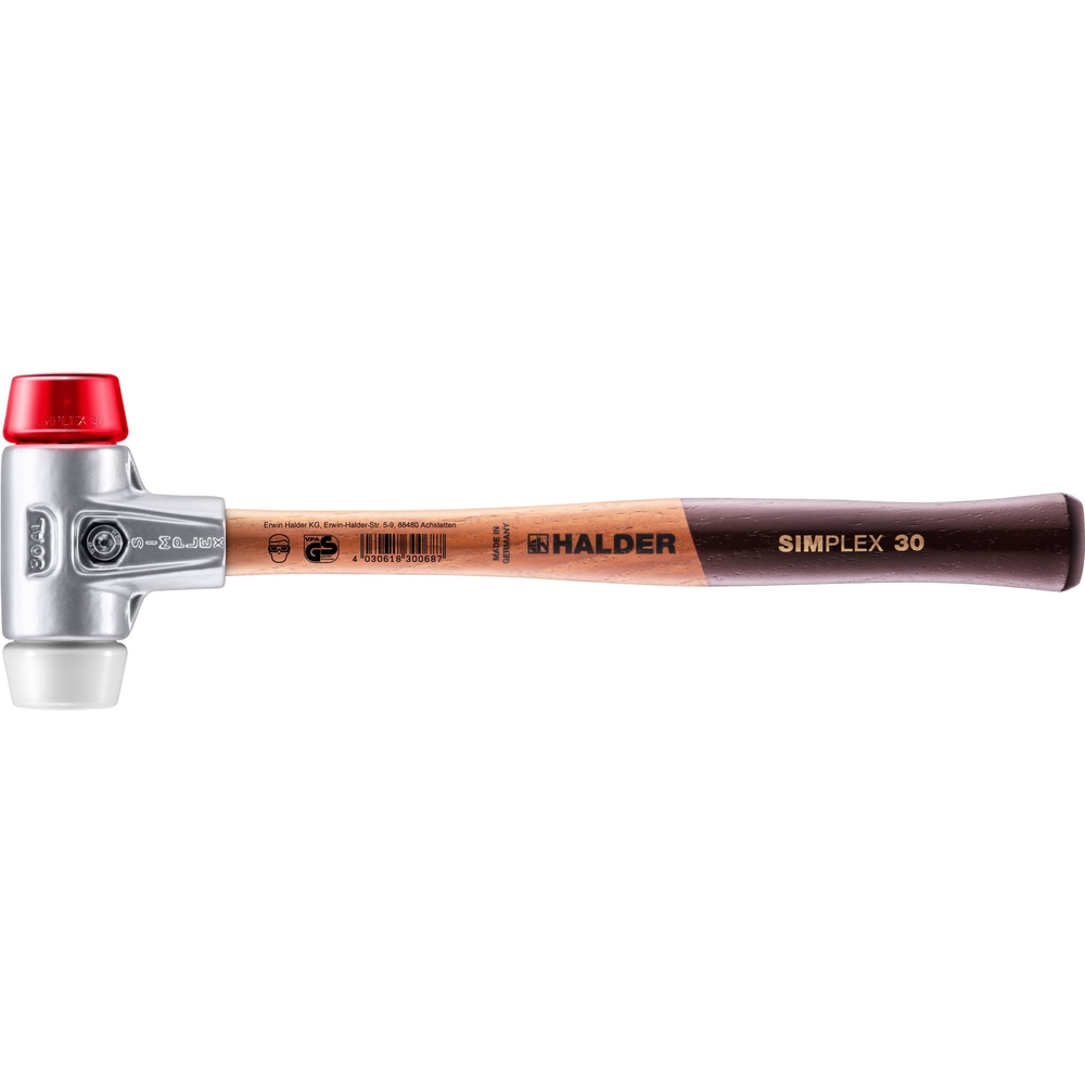 Maillet SIMPLEX avec boîtier en aluminium et manche en bois diam 30 plastique superplastique - HALDER - 3167.030