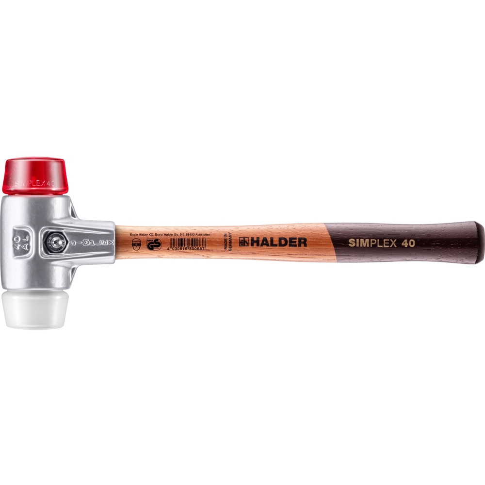 Maillet SIMPLEX avec boîtier en aluminium et manche en bois diam 40 plastique superplastique - HALDER - 3167.040