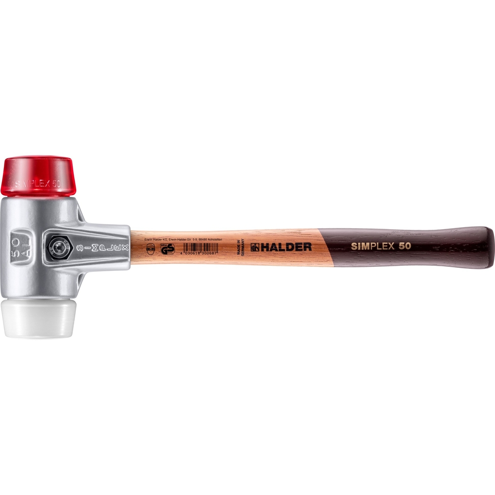 Maillet SIMPLEX avec boîtier en aluminium et manche en bois diam 50 plastique superplastique - HALDER - 3167.050