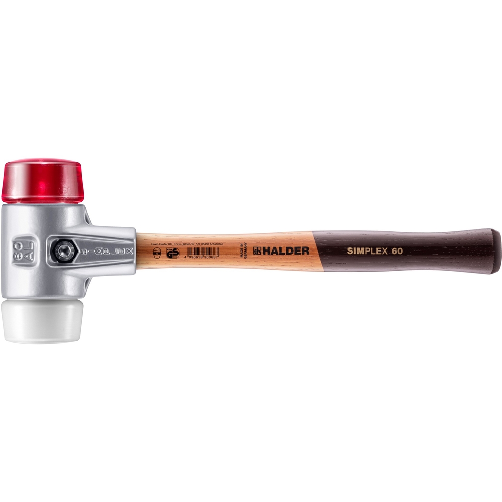 Maillet SIMPLEX avec boîtier en aluminium et manche en bois diam 60 plastique superplastique - HALDER - 3167.060