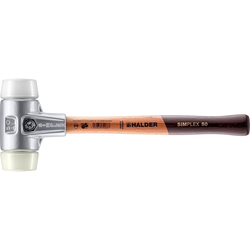 Maillet SIMPLEX avec boîtier en aluminium et manche en bois diam 50 superplastique nylon - HALDER - 3178.050