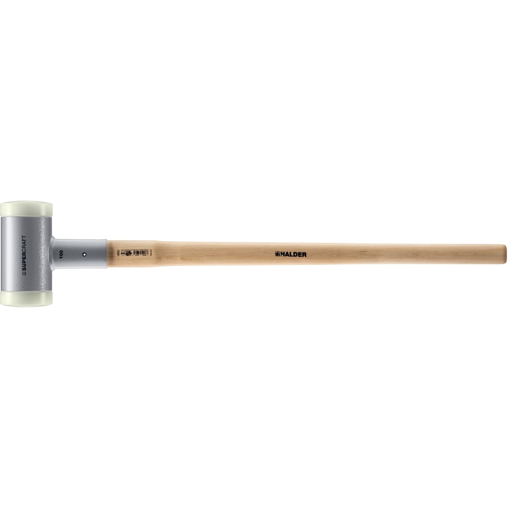 Maillet SUPERCRAFT sans rebond avec manche vernis en Hickory diam 100 7 kg nylon - HALDER - 3366.107