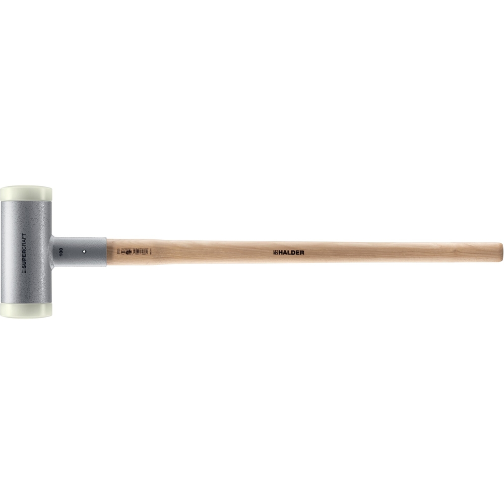 Maillet SUPERCRAFT sans rebond avec manche en Hickory vernis diam 100 10 kg nylon - HALDER - 3366.110