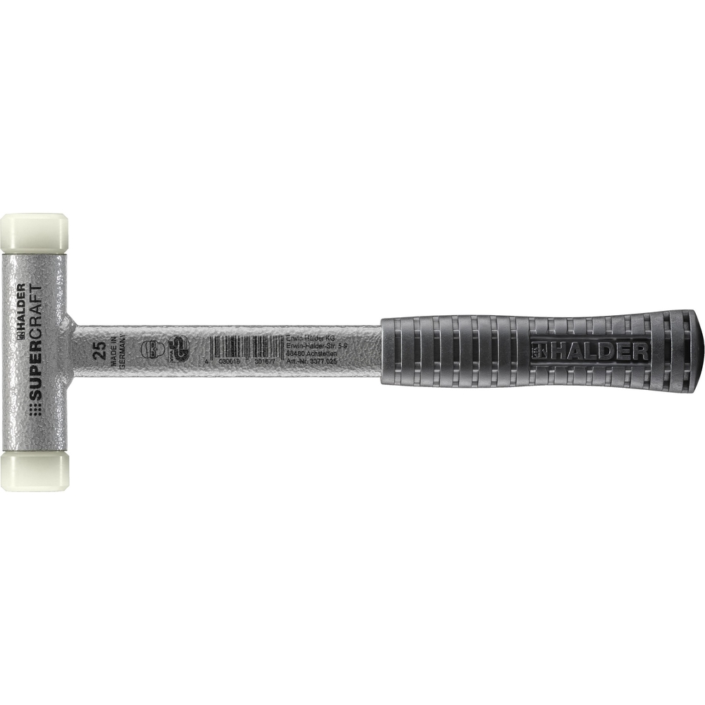 Maillet SUPERCRAFT avec manche en tube d'acier incassable et poignée antidérapante diam 25 nylon - HALDER - 3377.025