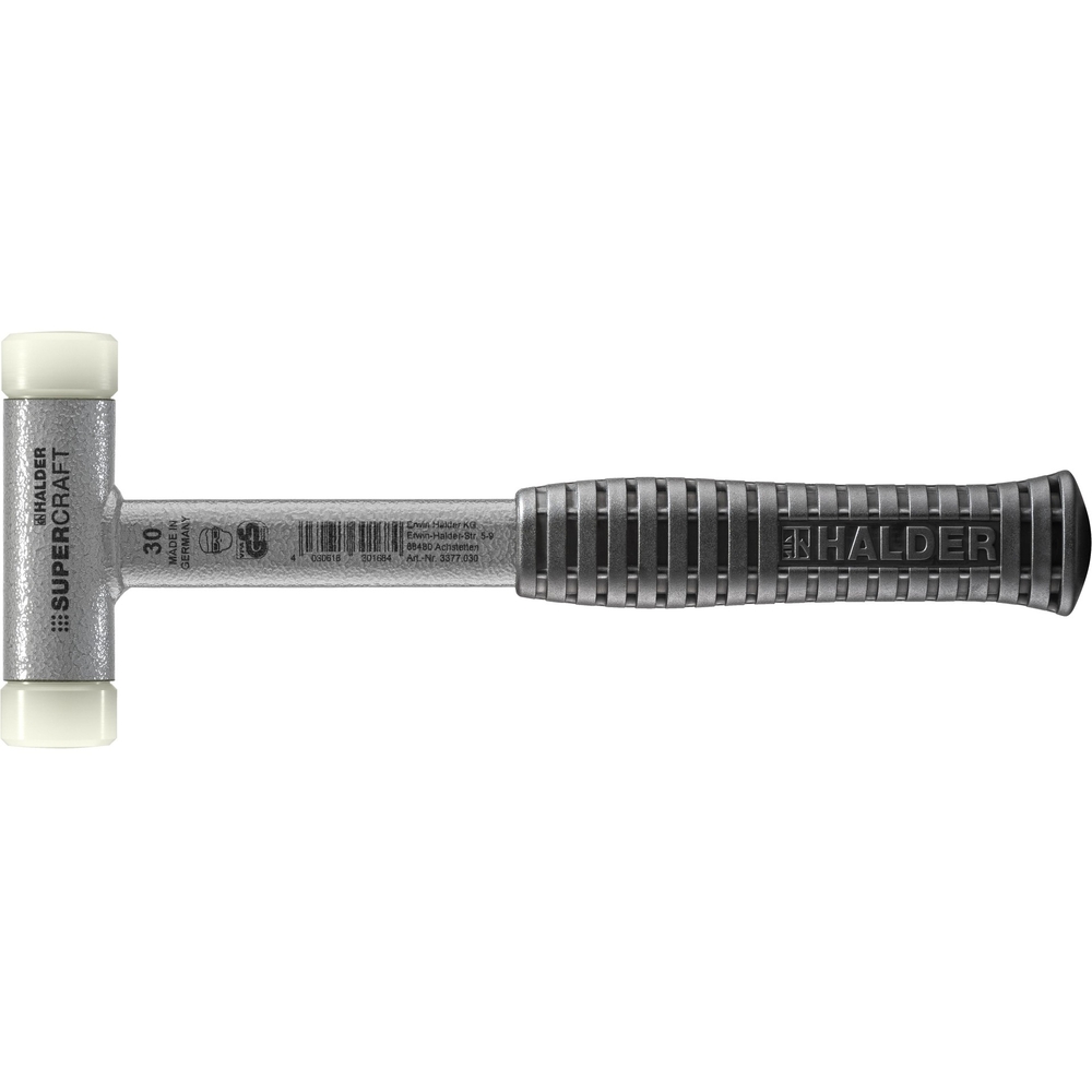 Maillet SUPERCRAFT avec manche en tube d'acier incassable et poignée antidérapante diam 30 nylon - HALDER - 3377.030