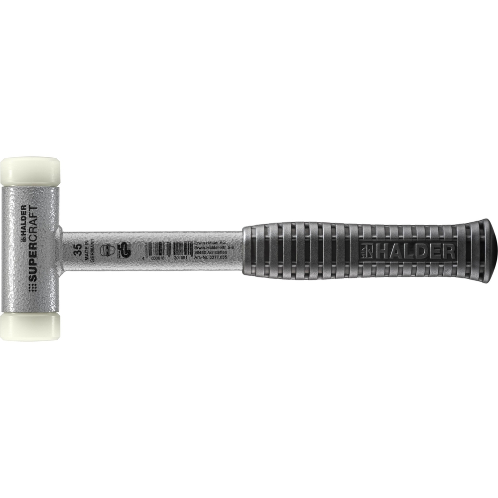 Maillet SUPERCRAFT avec manche en tube d'acier incassable et poignée antidérapante diam 35 nylon - HALDER - 3377.035