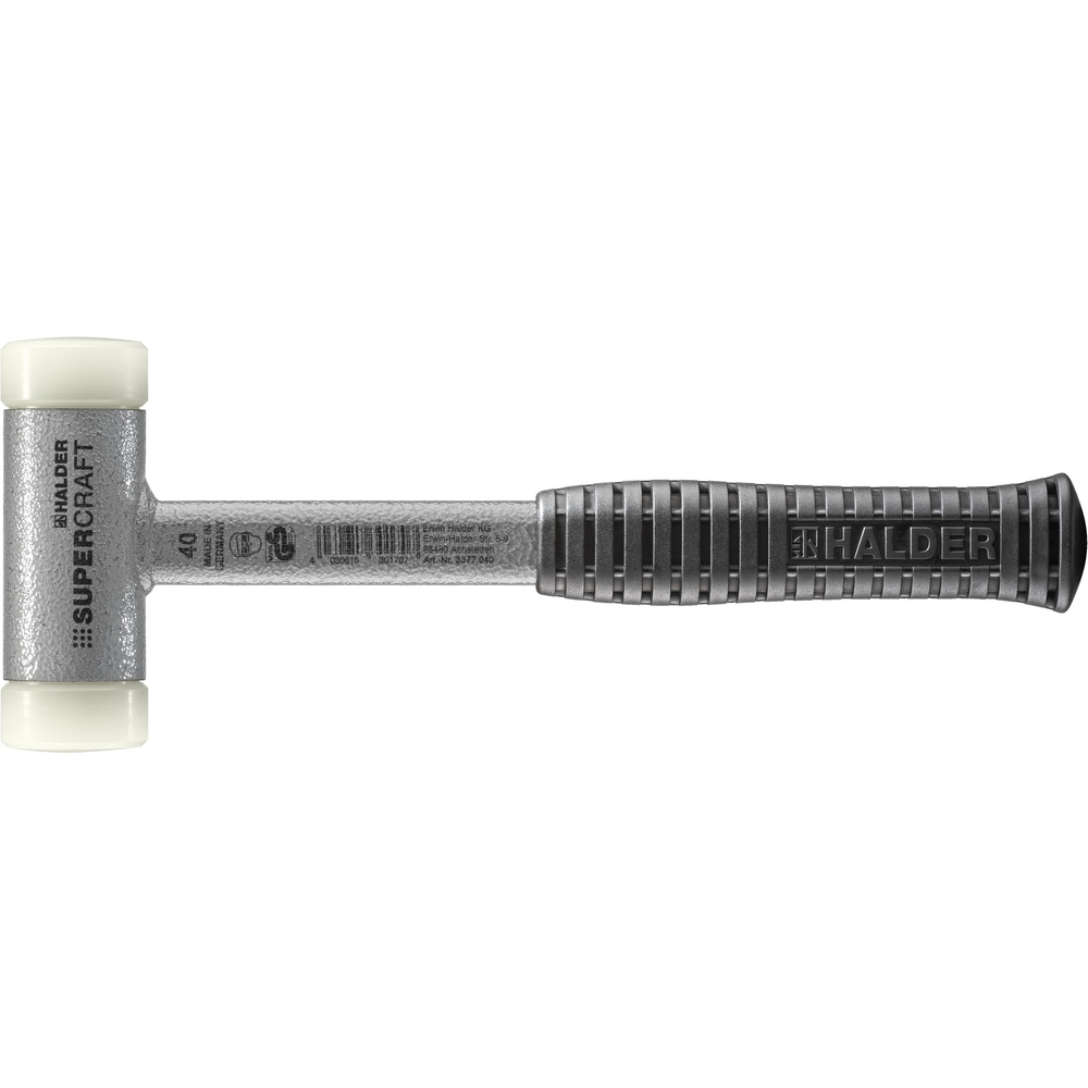 Maillet SUPERCRAFT avec manche en tube d'acier incassable et poignée antidérapante diam 40 nylon - HALDER - 3377.040