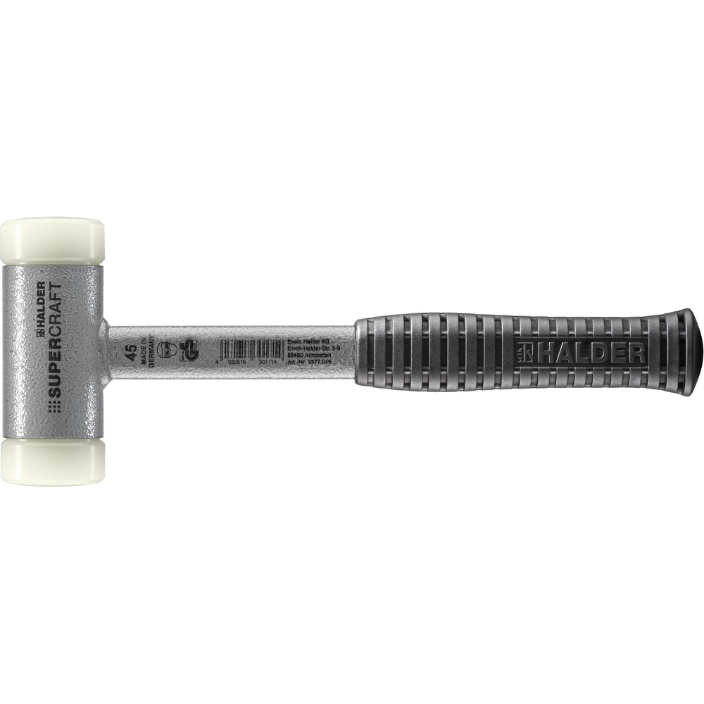 Maillet SUPERCRAFT avec manche en tube d'acier incassable et poignée antidérapante diam 45 nylon - HALDER - 3377.045