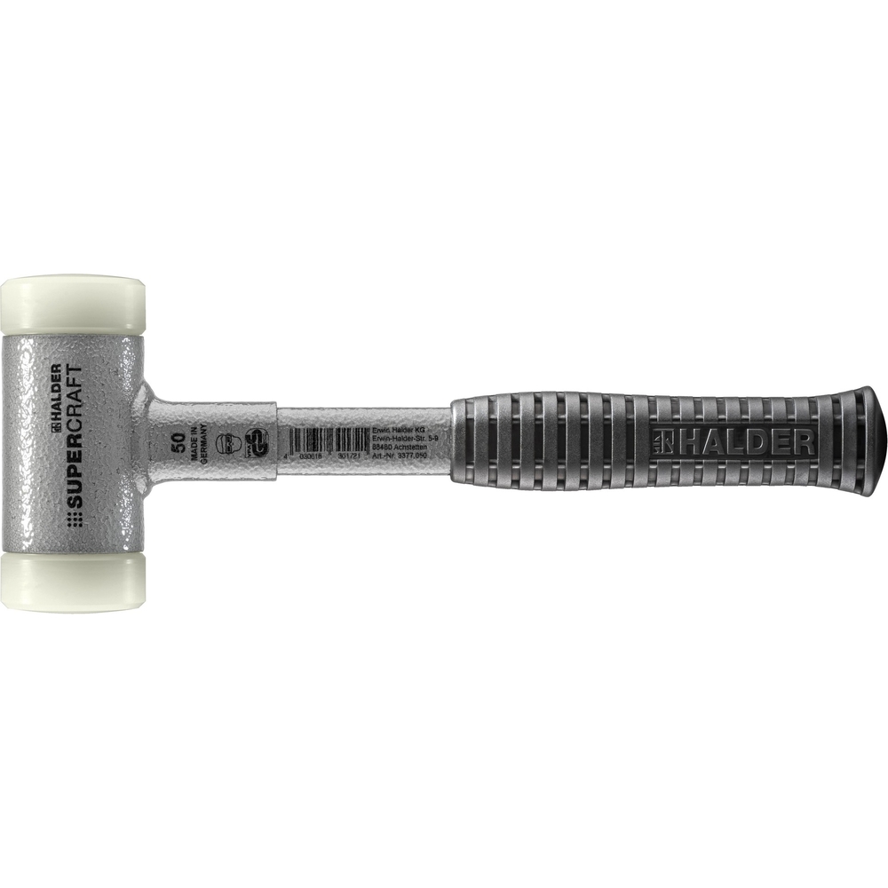 Maillet SUPERCRAFT avec manche en tube d'acier incassable et poignée antidérapante diam 50 nylon - HALDER - 3377.050
