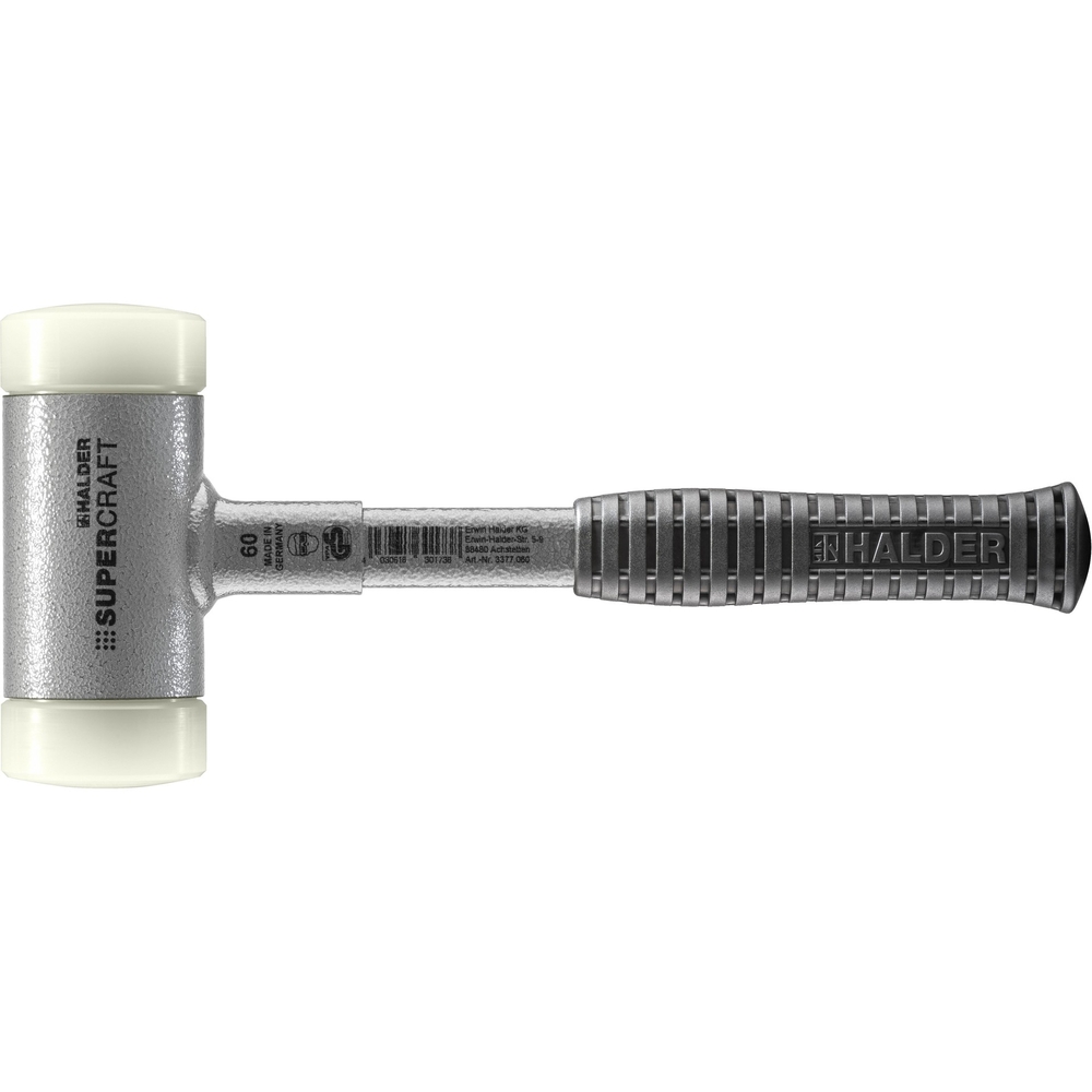 Maillet SUPERCRAFT avec manche en tube d'acier incassable et poignée antidérapante diam 60 nylon - HALDER - 3377.060