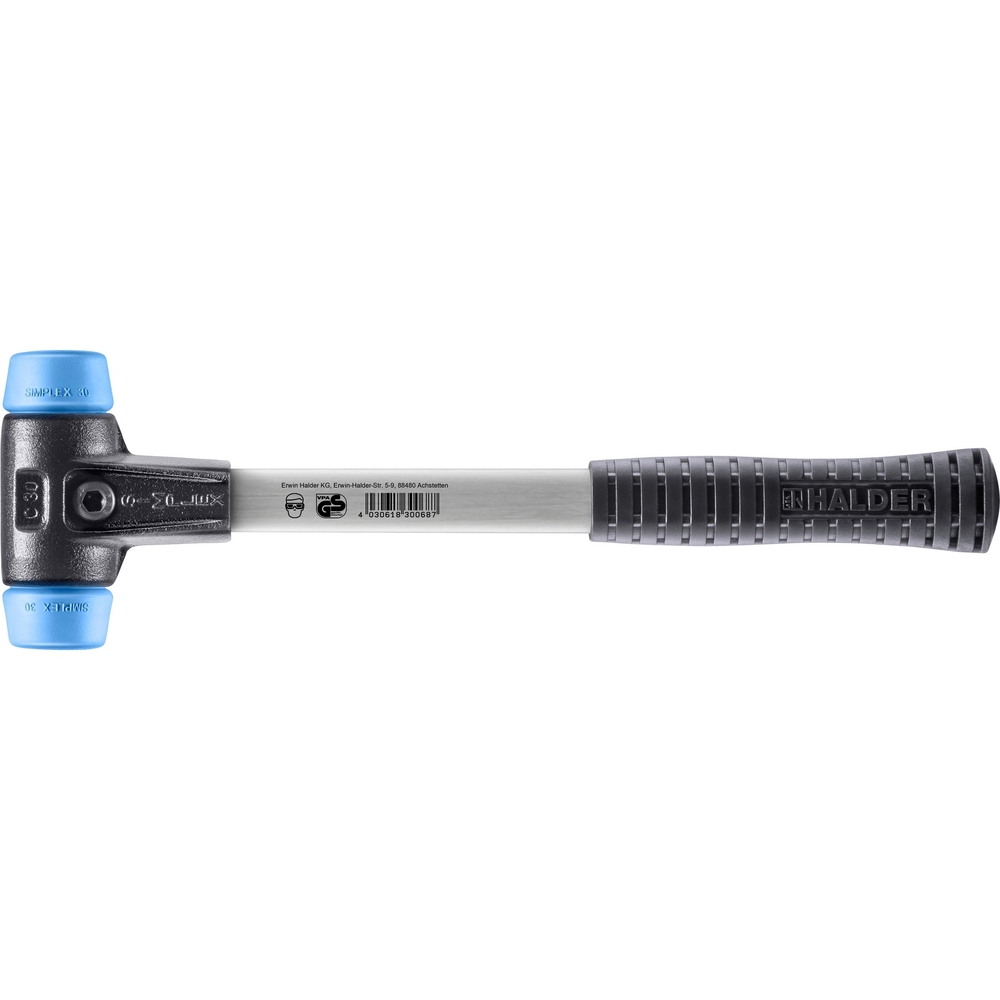 Maillet SIMPLEX avec boîtier en fonte malléable renforcée et manche en fibre de verre diam 30 - HALDER - 3701.030