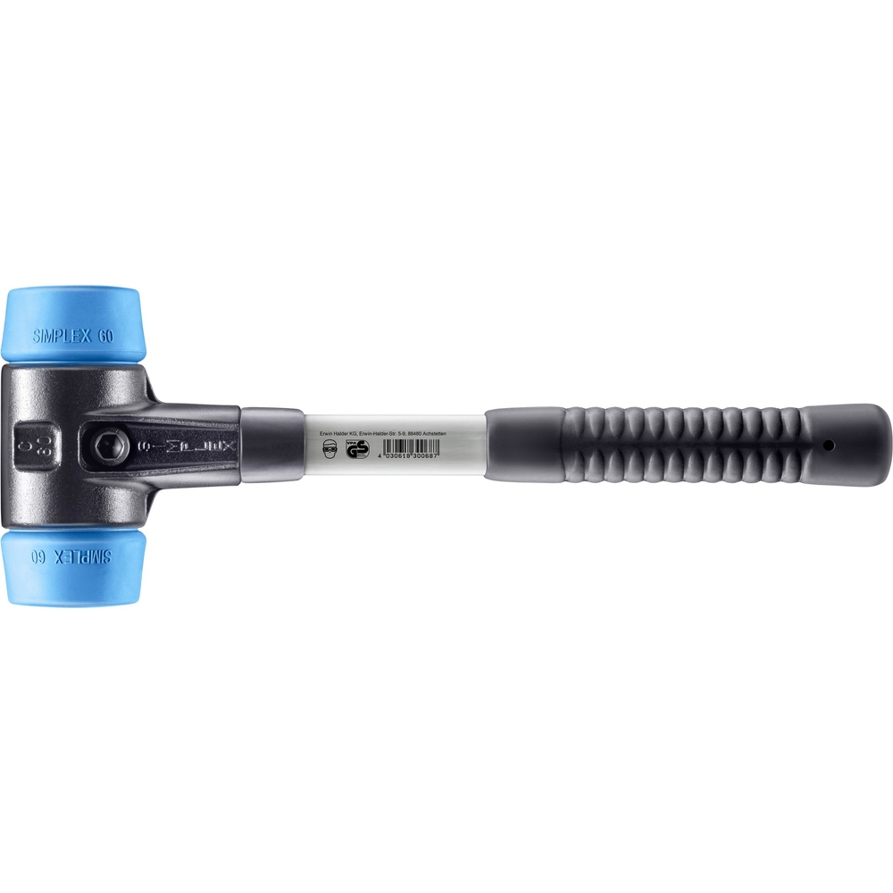 Maillet SIMPLEX boîtier fonte malléable renforcée manche fibre de verre diam 60 TPE souple - HALDER - 3701.060