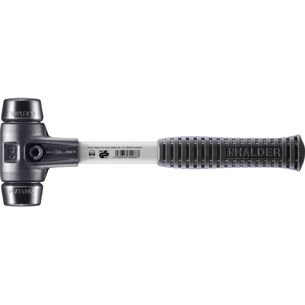 Maillet SIMPLEX avec boîtier en fonte malléable renforcée et manche en fibre de verre diam 40  - HALDER - 3702.040