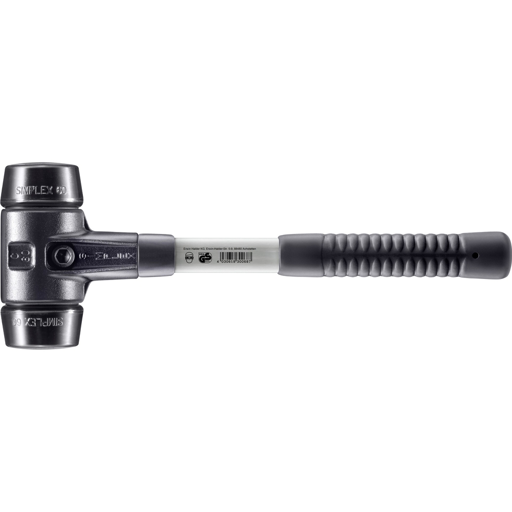 Maillet SIMPLEX boîtier fonte malléable renforcée manche fibre de verre diam 60 caoutchouc chargé - HALDER - 3702.060