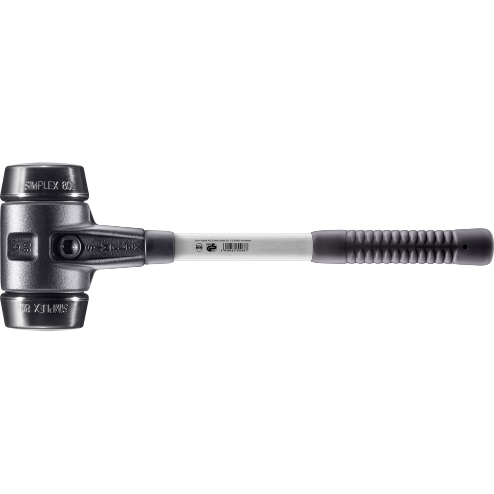 Maillet SIMPLEX boîtier fonte malléable renforcée manche fibre de verre diam 80 caoutchouc chargé - HALDER - 3702.080