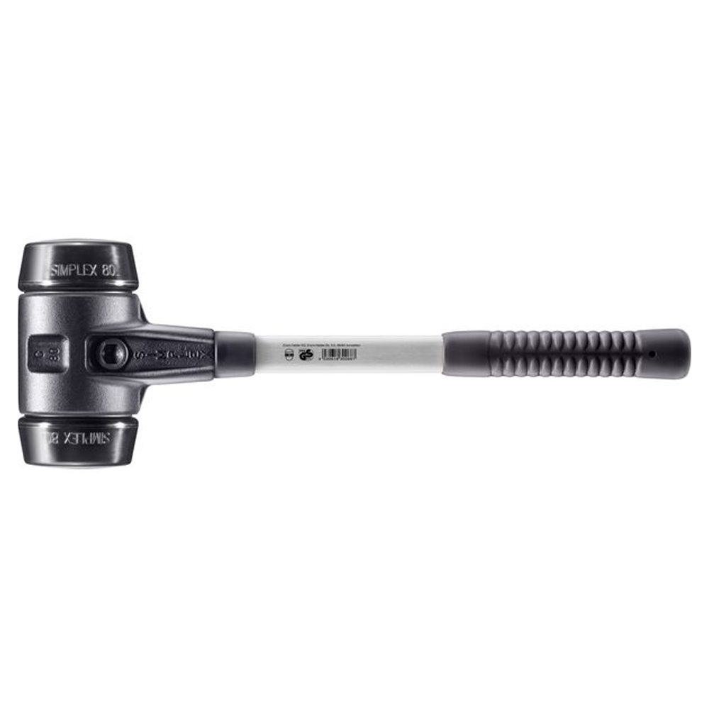 Maillet SIMPLEX boîtier fonte malléable renforcée manche fibre de verre diam 80 700 mm caoutchouc chargé - HALDER - 3702.081