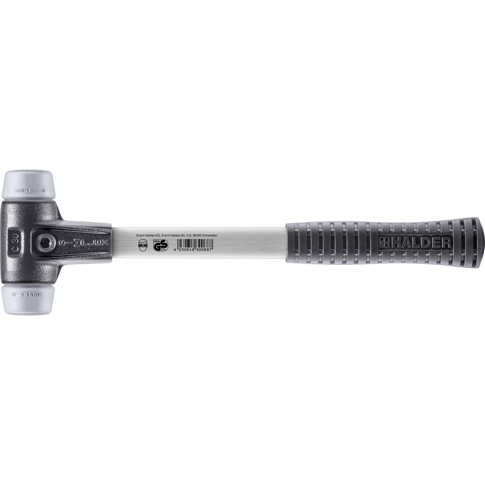 Maillet SIMPLEX avec boîtier en fonte malléable renforcée et manche en fibre de verre diam 30 - HALDER - 3703.030
