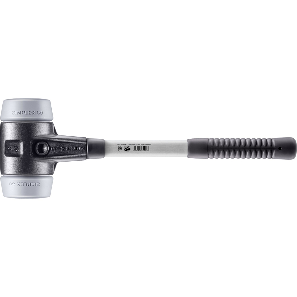 Maillet SIMPLEX avec boîtier en fonte malléable renforcée et manche en fibre de verre diam 80 TPE moyen - HALDER - 3703.080