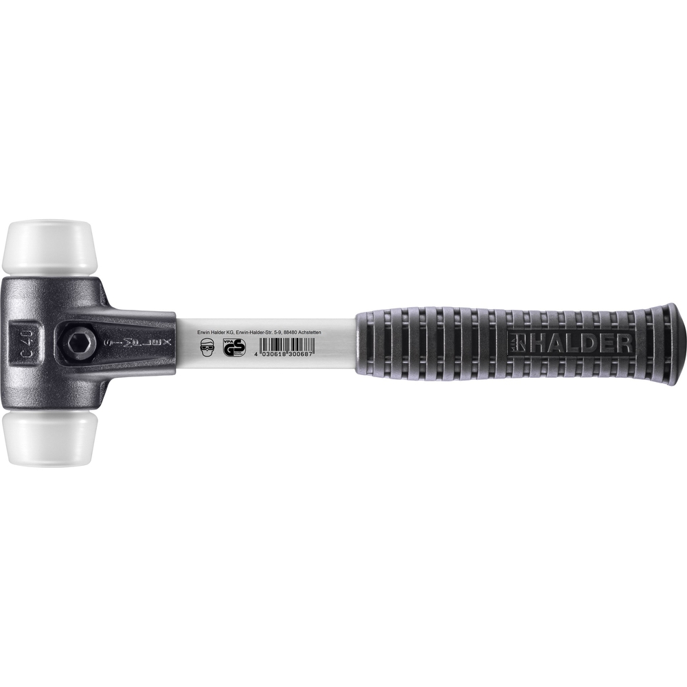 Maillet SIMPLEX boîtier en fonte malléable renforcée et manche en fibre de verre diam 40 superplastique - HALDER - 3707.040