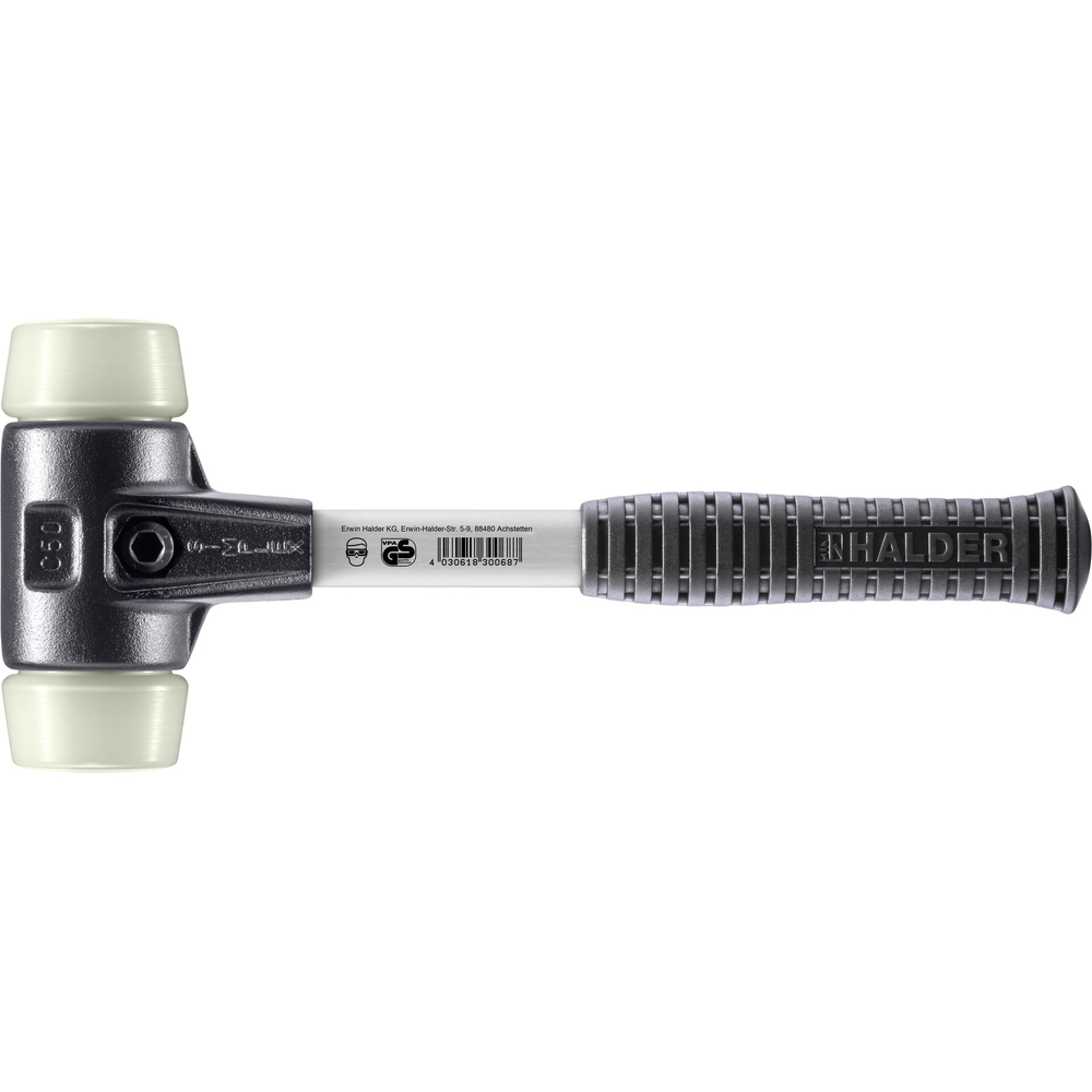 Maillet SIMPLEX avec boîtier en fonte malléable renforcée et manche en fibre de verre diam 50 nylon - HALDER - 3708.050