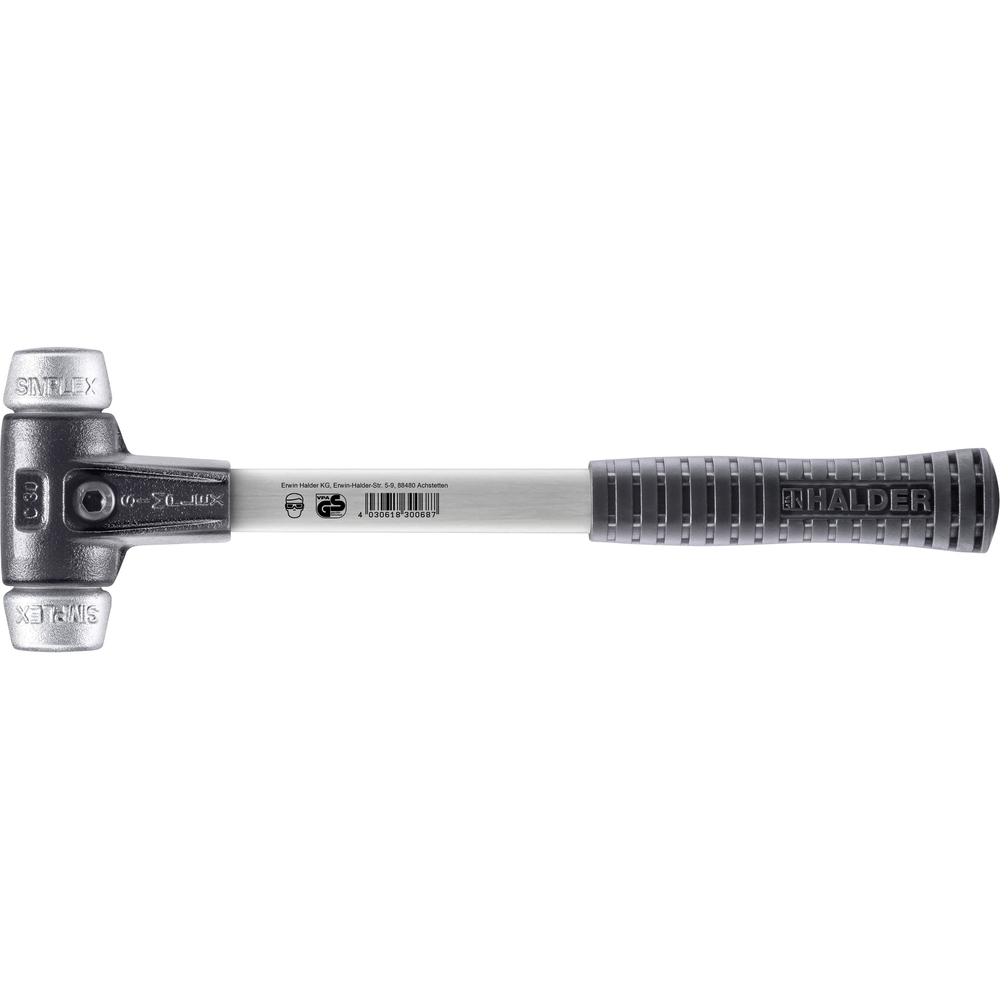 Maillet SIMPLEX avec boîtier en fonte malléable renforcée et manche en fibre de verre diam 30 - HALDER - 3709.030