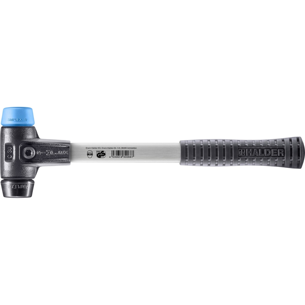 Maillet SIMPLEX avec boîtier en fonte malléable renforcée et manche en fibre de verre diam 30 - HALDER - 3712.030