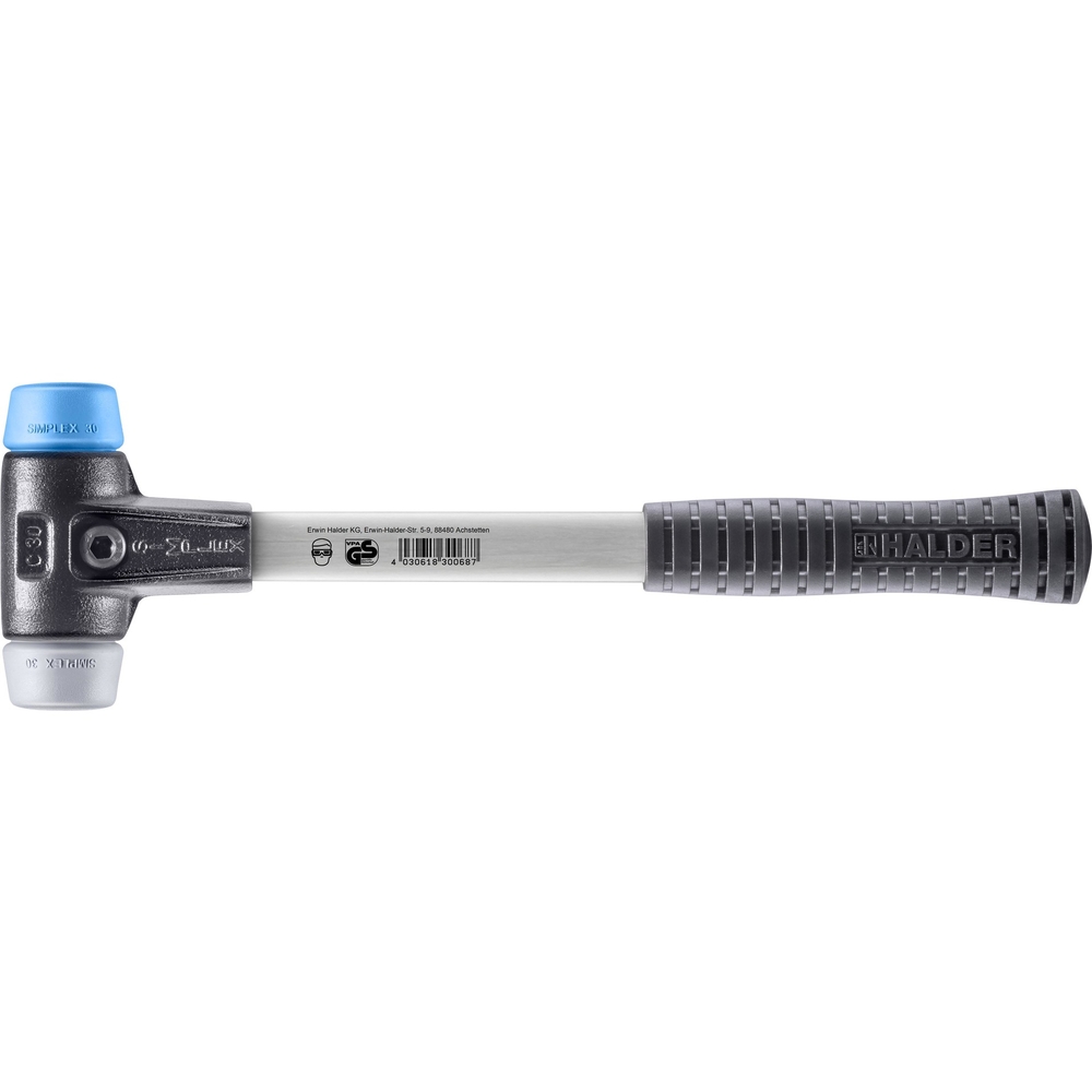 Maillet SIMPLEX avec boîtier en fonte malléable renforcée et manche en fibre de verre diam 30 - HALDER - 3713.030