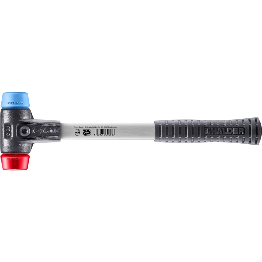 Maillet SIMPLEX avec boîtier en fonte malléable renforcée et manche en fibre de verre diam 30 - HALDER - 3716.030