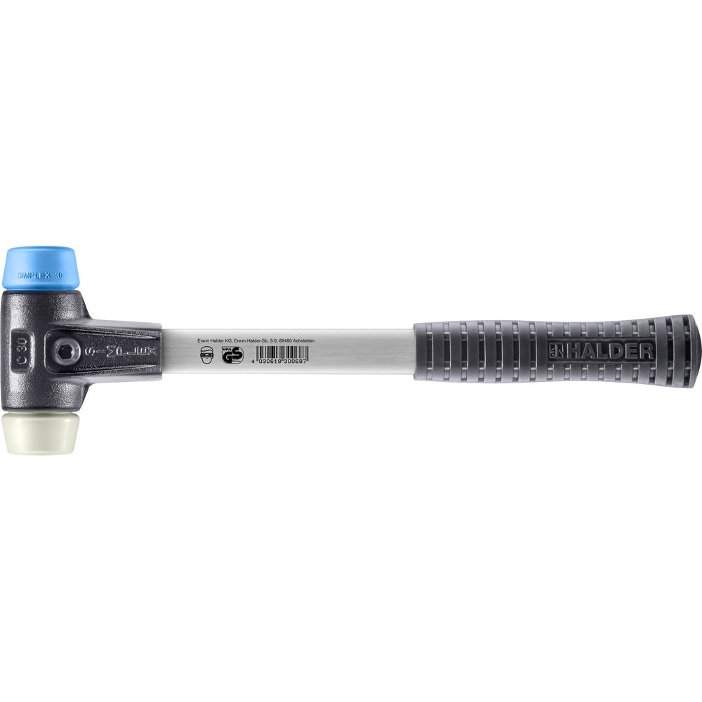 Maillet SIMPLEX avec boîtier en fonte malléable renforcée et manche en fibre de verre diam 30 - HALDER - 3718.030