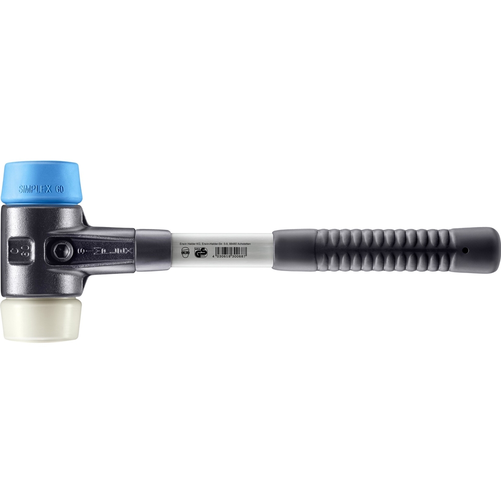 Maillet SIMPLEX boîtier fonte malléable renforcée manche fibre de verre diam 60 TPE souple nylon - HALDER - 3718.060