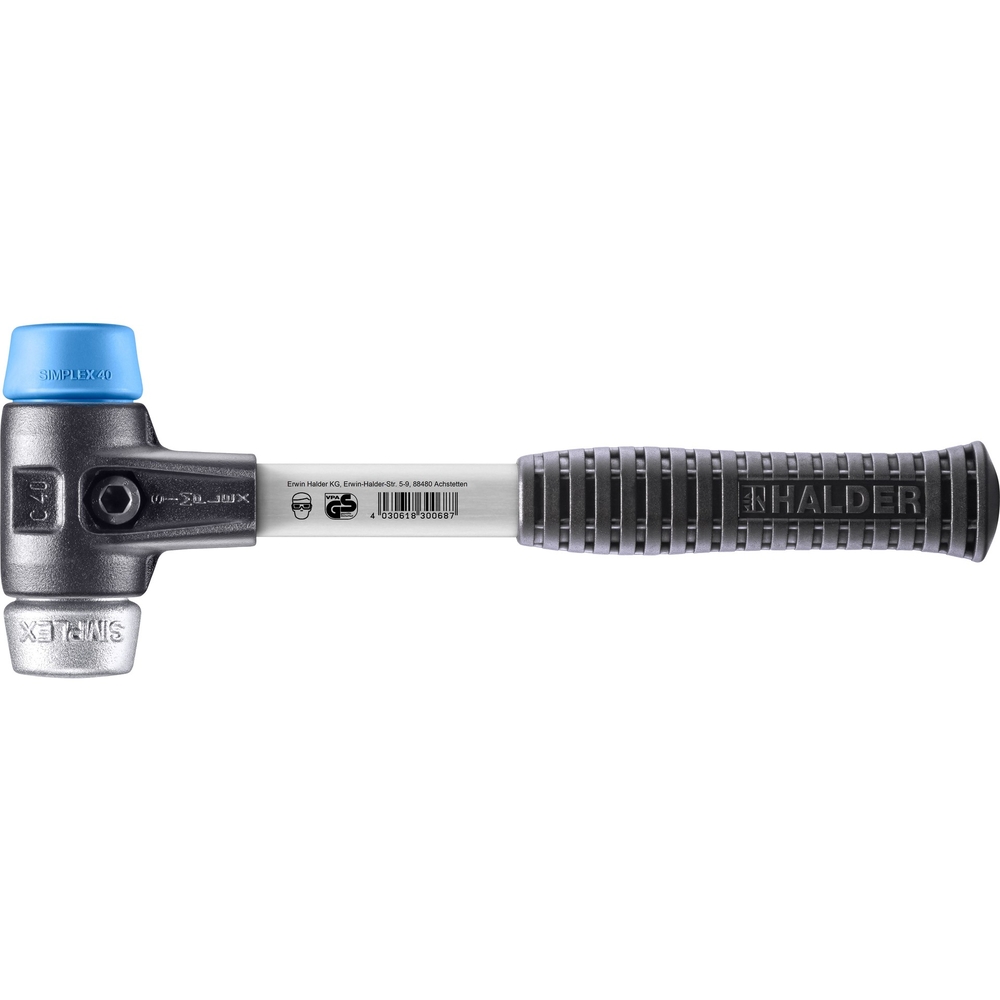 Maillet SIMPLEX boîtier en fonte malléable renforcée et manche en fibre de verre diam 40 TPE - HALDER - 3719.040