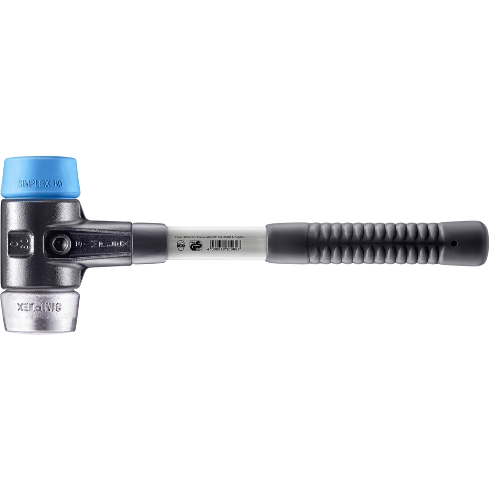 Maillet SIMPLEX boîtier fonte malléable renforcée manche fibre de verre diam 60 TPE souple métal non trempé - HALDER - 3719.060