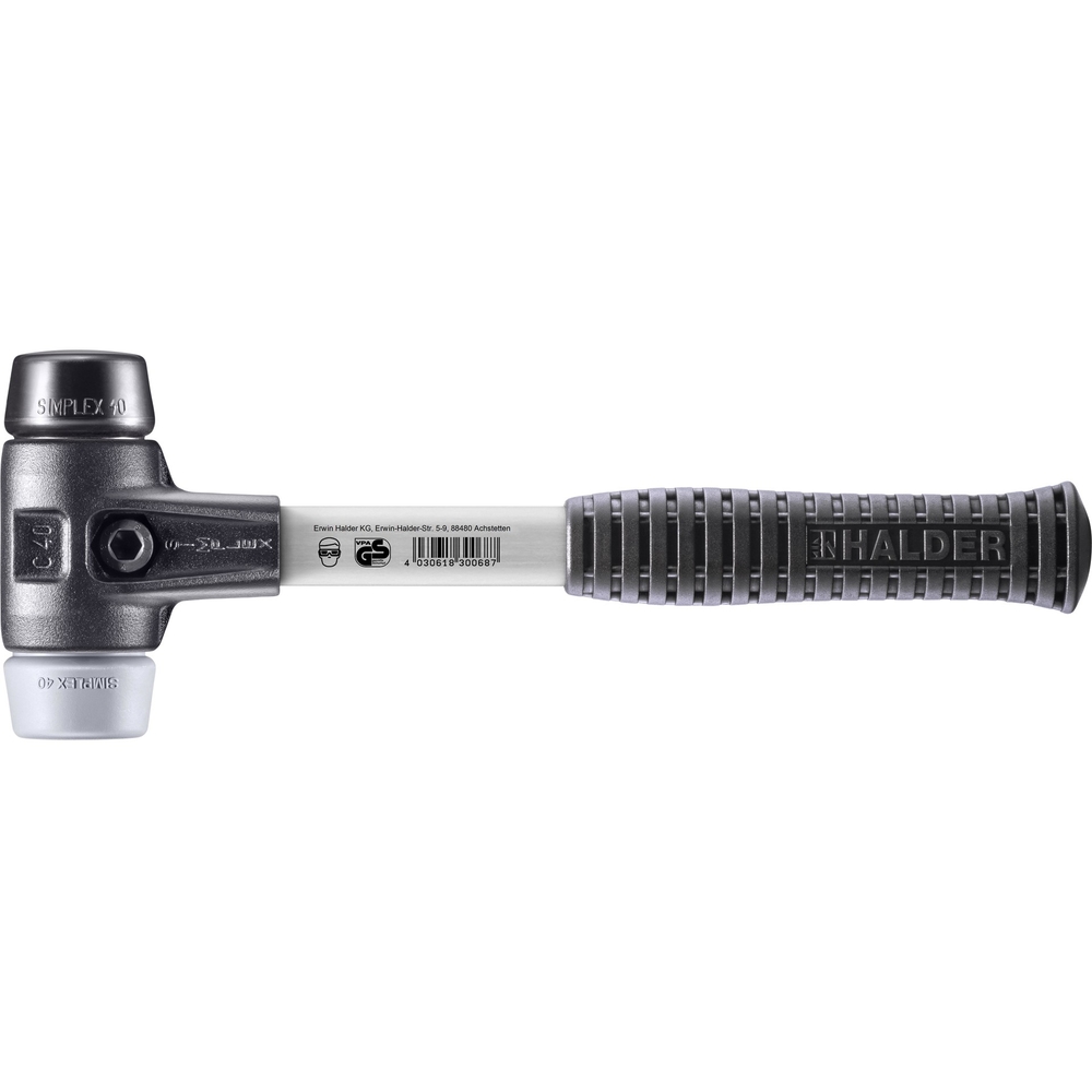 Maillet SIMPLEX avec boîtier en fonte malléable renforcée et manche en fibre de verre diam 40  - HALDER - 3723.040
