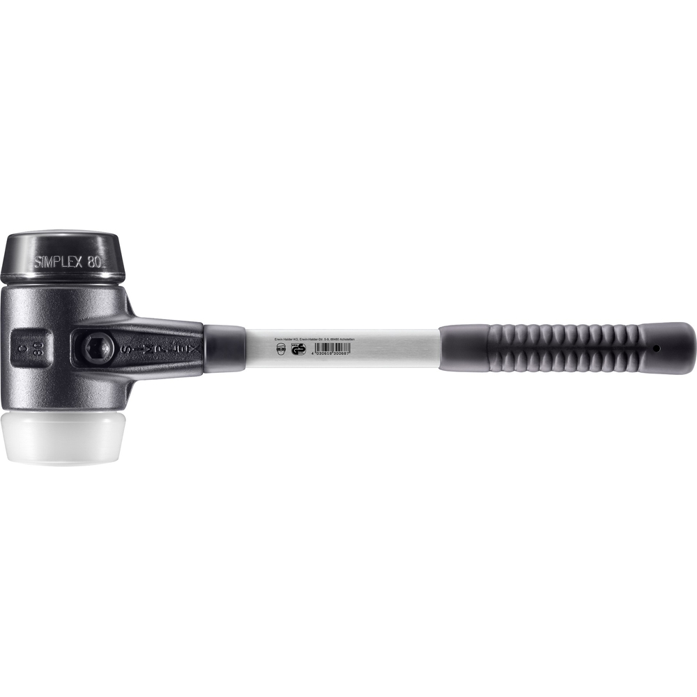 Maillet SIMPLEX boîtier fonte malléable renforcée manche fibre de verre diam 80 caoutchouc superplastique - HALDER - 3727.080