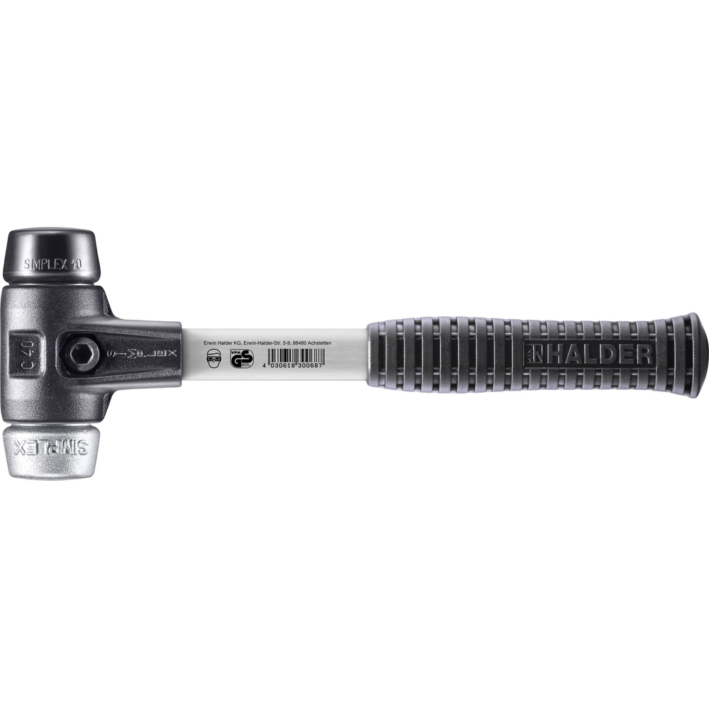 Maillet SIMPLEX boîtier fonte malléable renforcée manche fibre de verre diam 40 caoutchouc métal doux - HALDER - 3729.040