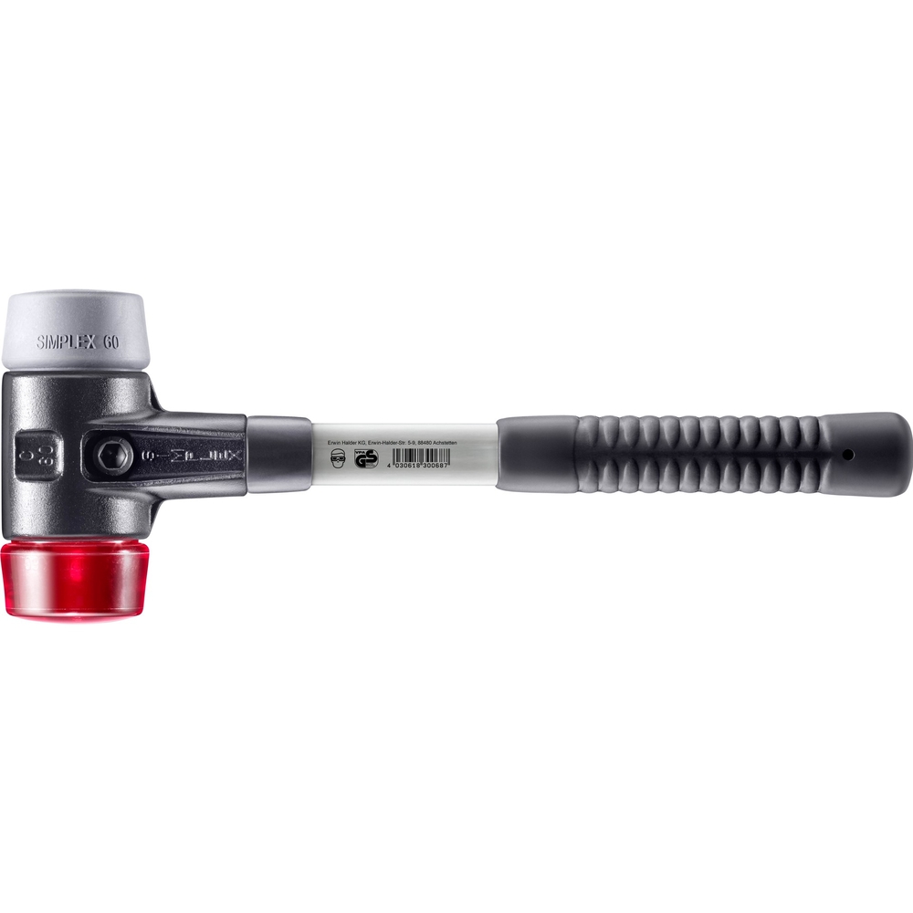 Maillet SIMPLEX boîtier fonte malléable renforcée manche fibre de verre diam 60 TPE moyen plastique - HALDER - 3736.060