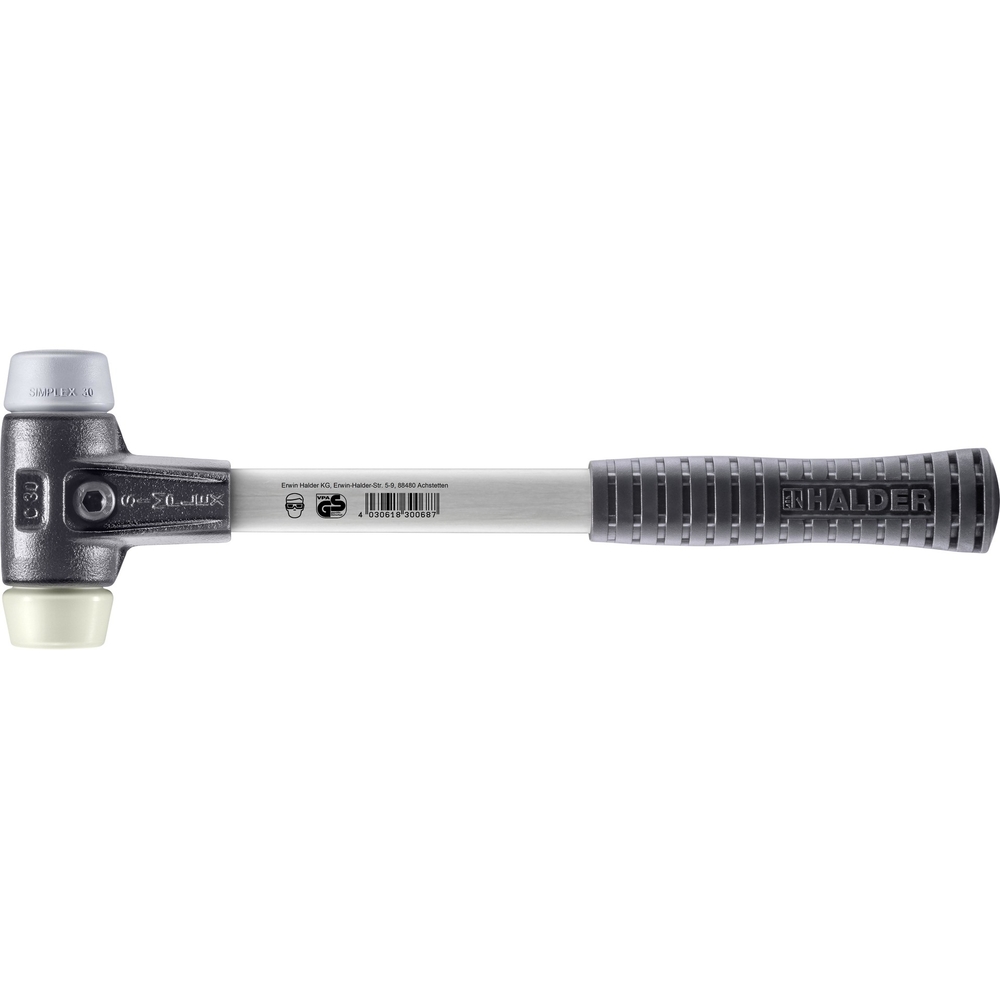 Maillet SIMPLEX avec boîtier en fonte malléable renforcée et manche en fibre de verre diam 30 - HALDER - 3738.030
